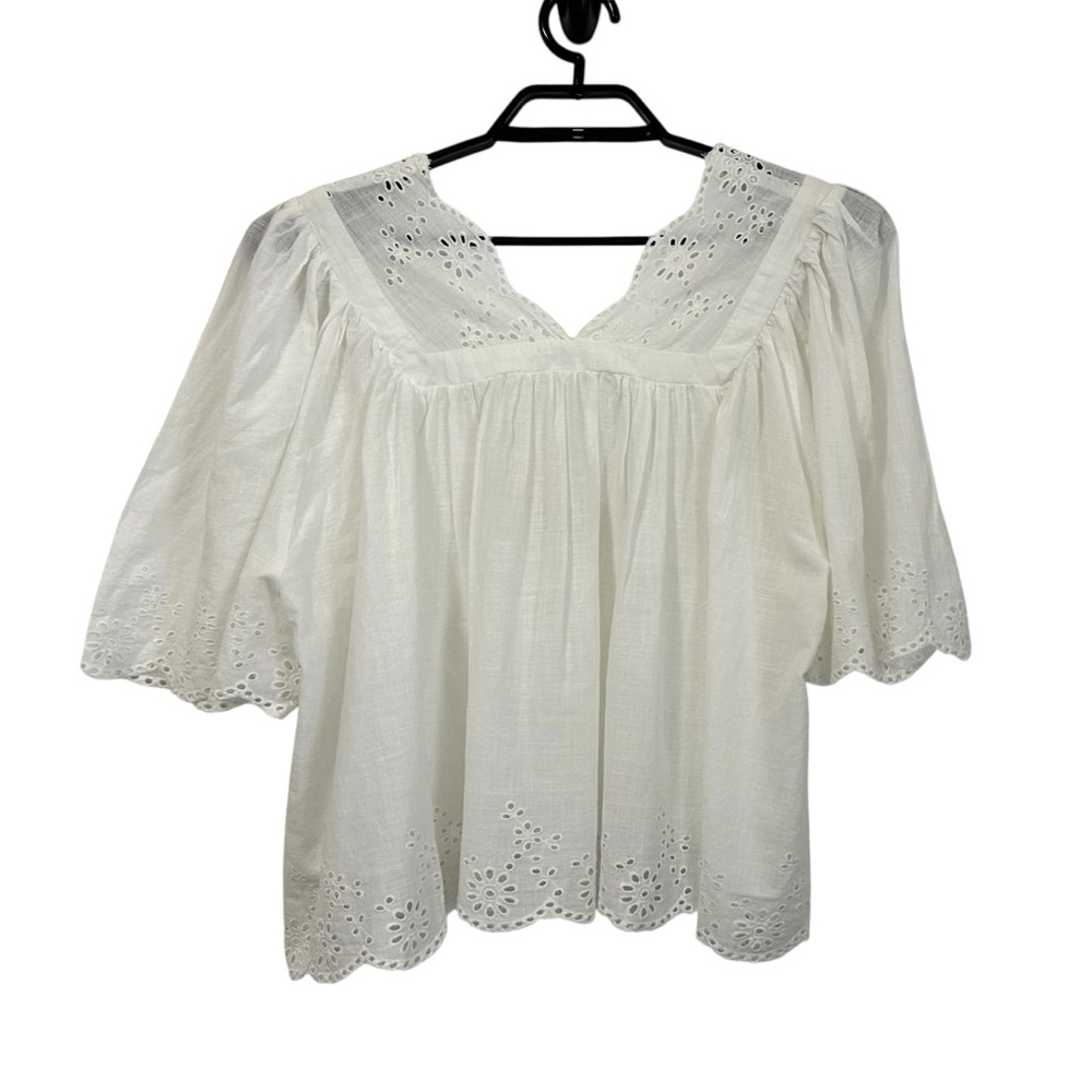 Free People White Eyelet Peasant Blouse - Picture 3 of 10